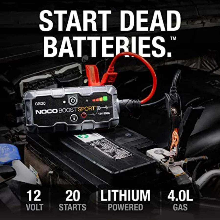 Boost : 500A UltraSafe Jump Starter 12V Lithium Battery Booster Pack Portable Jump Box Power Bank and Jumper Cables - for 4.0L