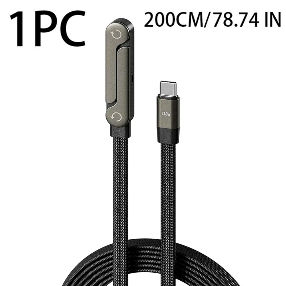 2-in-1 Charging Cable with Phone Stand – 240W Fast Charge, Dual Type-C, 1M & 2M