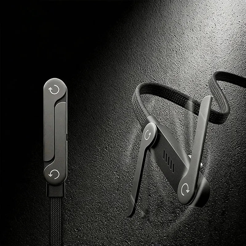 MAX 240W Flat Woven Fast Charging Cable with Built-In Phone Stand – Foldable Gaming Data Cable