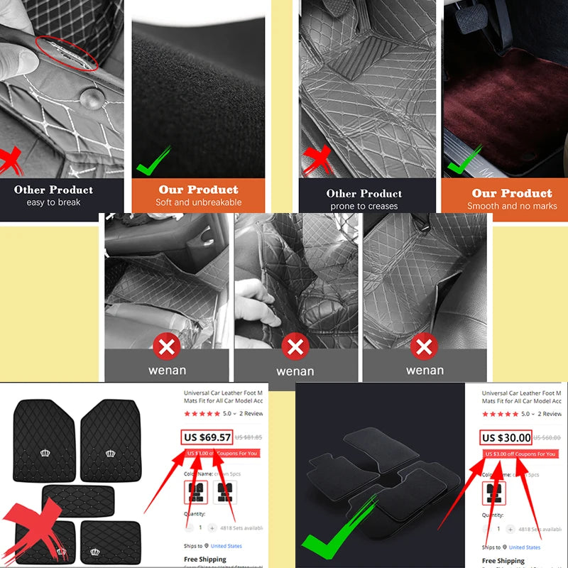 Car Floor Mats for Ford Fiesta 5 MK5 & Ford Classic 2003-2008 – Anti-Slip Carpet Cover