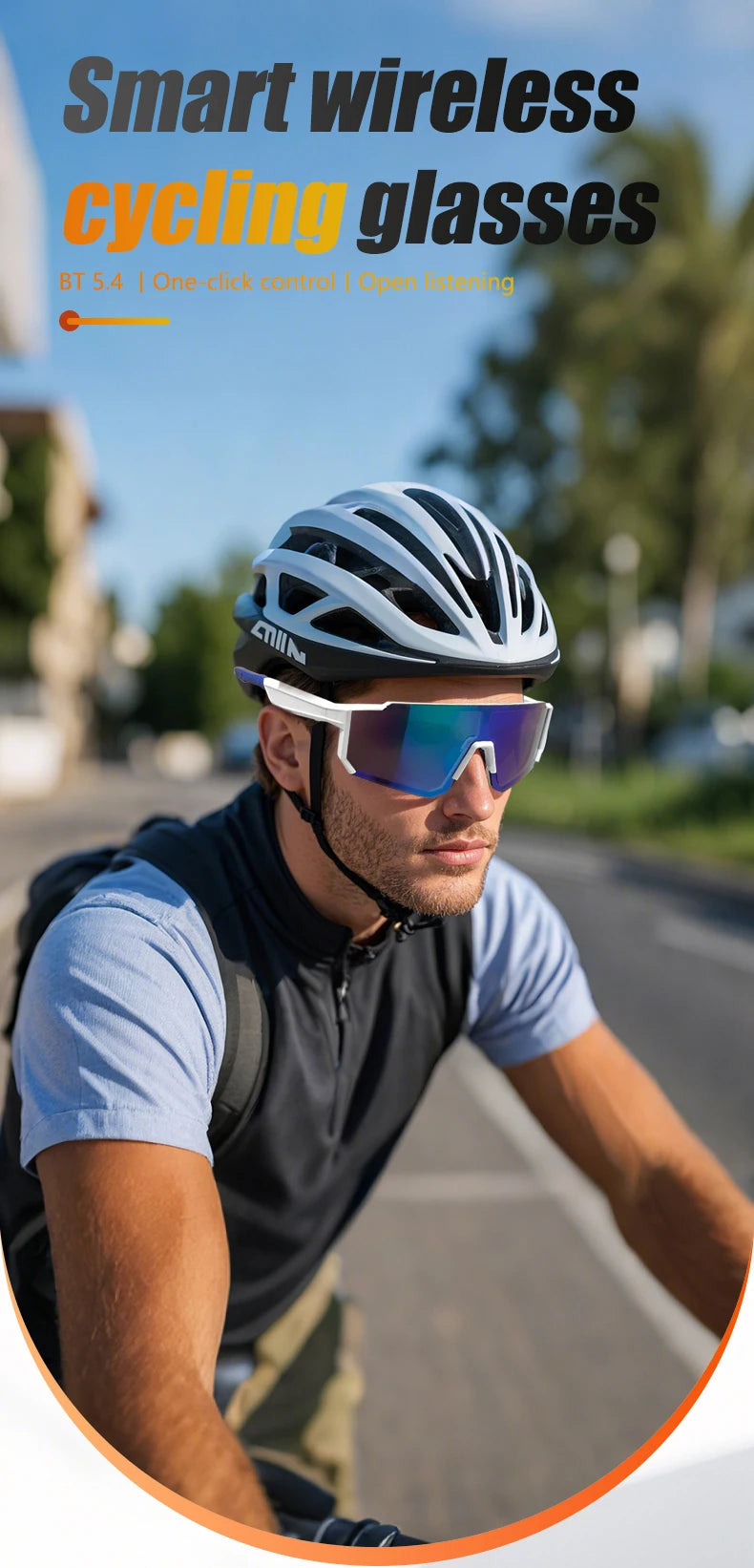 LIGE Smart Glasses Cycling Sport – 100+ Languages AI Translation, Bluetooth, Music, UV Protection