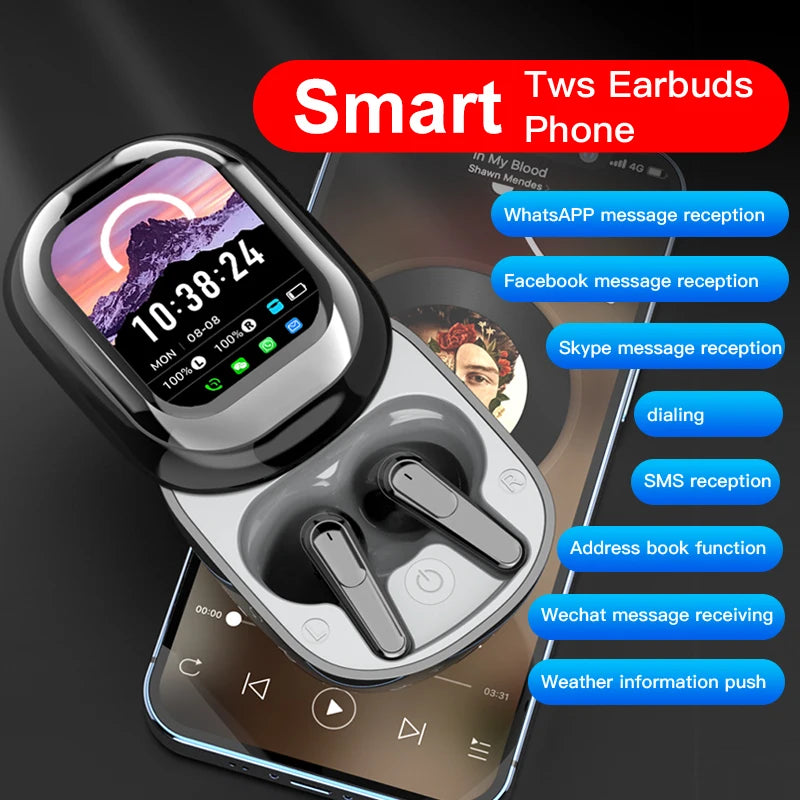 SE-ONE Smart Headphones LED Full-Color Touch Screen – APP Support, Wireless TWS Earbuds 300mAh