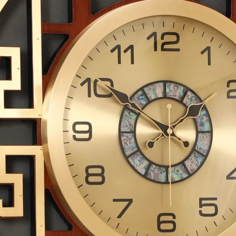 Luxury Minimalist Wall Clock – Modern Metal & Wood Design for Living Room & Kitchen