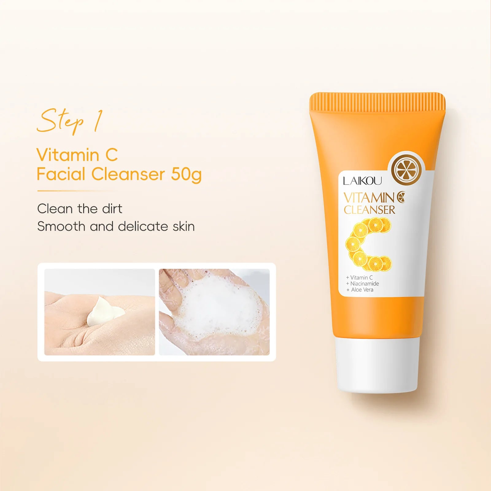 Vitamin C Skincare 5pcs Set Facial Care Brightening Essence Cream Serum Cleanser Toner Eye Cream Moisturizing