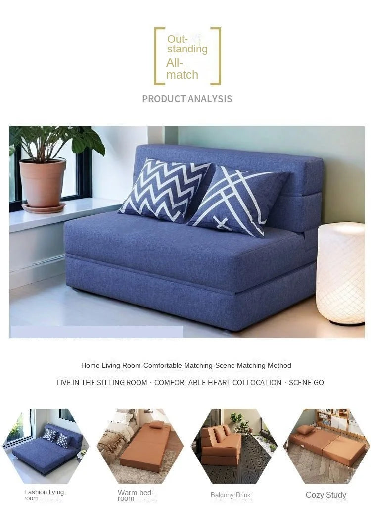 Folding Sofa Bed – Dual-Purpose Lazy Sofa with Anti-Fall Pad for Living Room & Bedroom