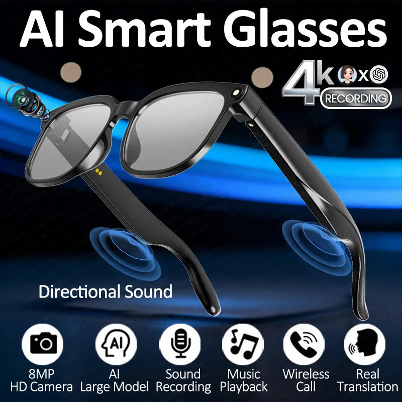 GUHUAVMI M02S Smart Camera Glasses – 800W 8MP HD, 1080P Video, WiFi 5G/4G, Bluetooth 5.3, ChatGPT, AI Translator, IP65