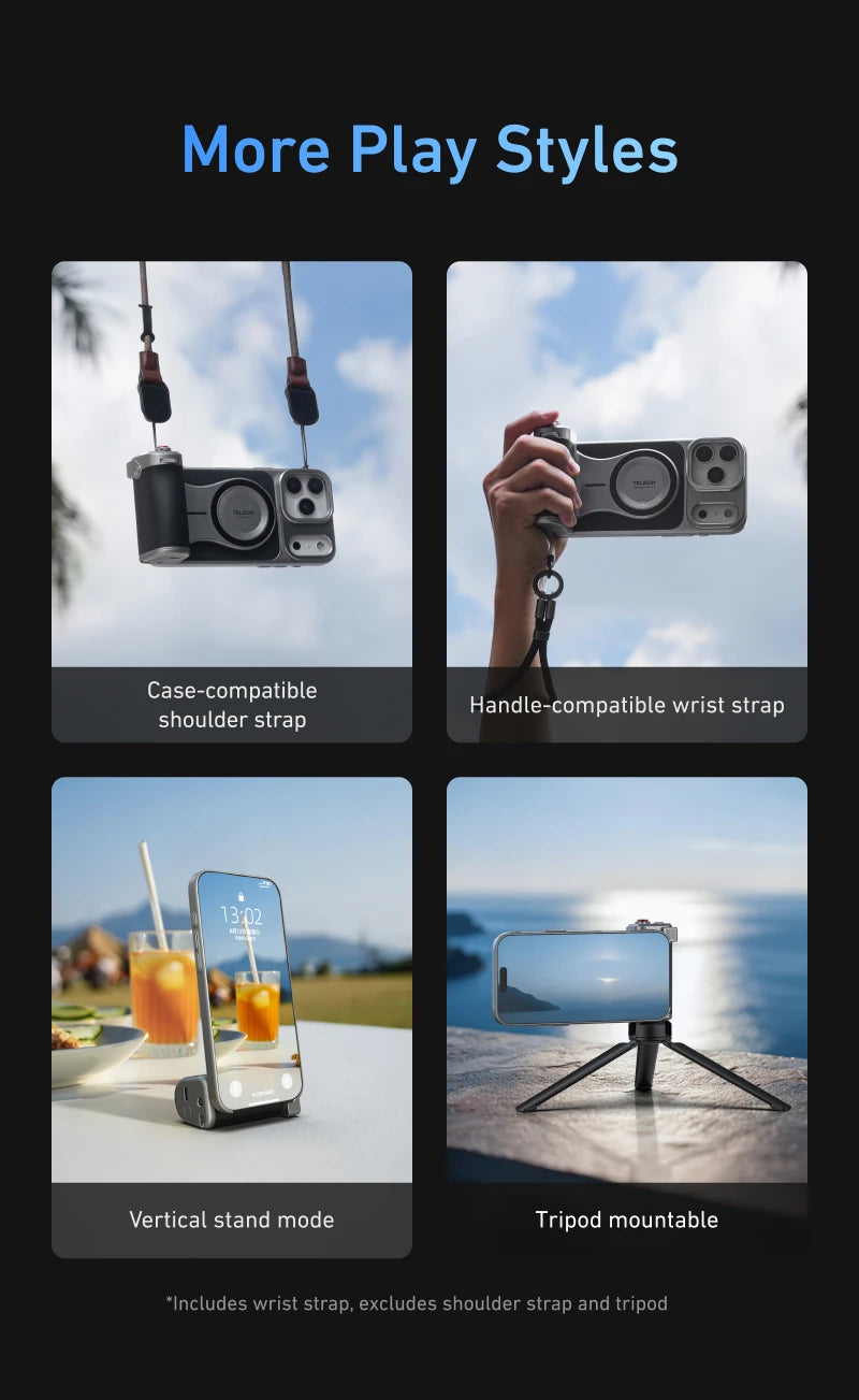 TELESIN Phone Camera Grip for IPhone17 Pro / Pro Max  with Phone Case Remote Shutter Handheld Handheld Photography Accessories