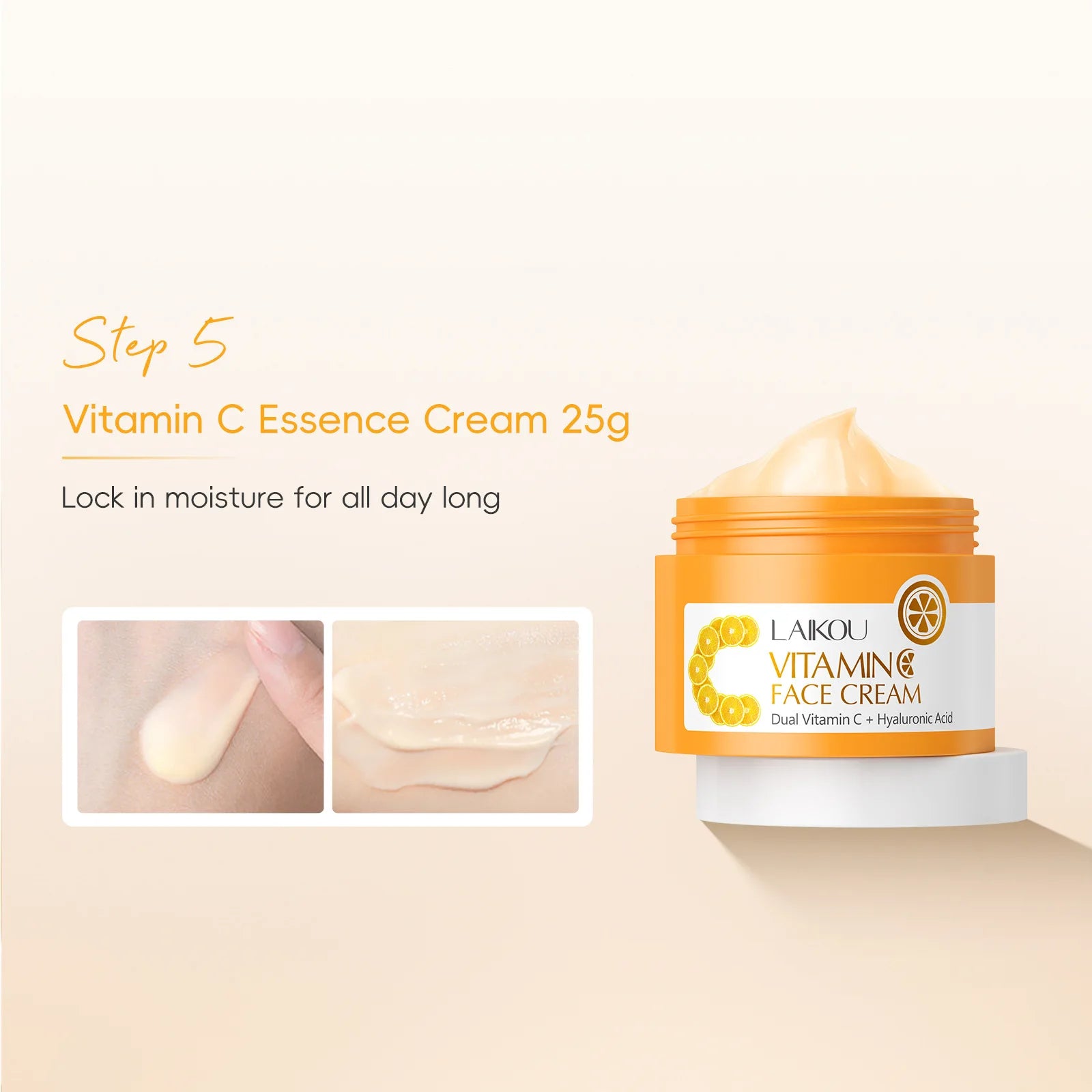 Vitamin C Skincare 5pcs Set Facial Care Brightening Essence Cream Serum Cleanser Toner Eye Cream Moisturizing