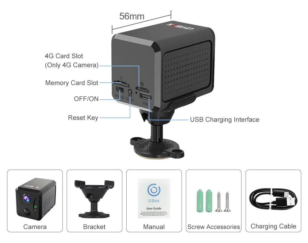 LS VISION 5MP Mini 4G WiFi Security Camera, PIR Motion Detection, 2-Pack