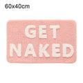 Pink and White Bath Mat Cute Non Slip Get Naked Bathroom Rugs Machine Washable Super Absorbent Floor Carpet Tub Shower Bedroom