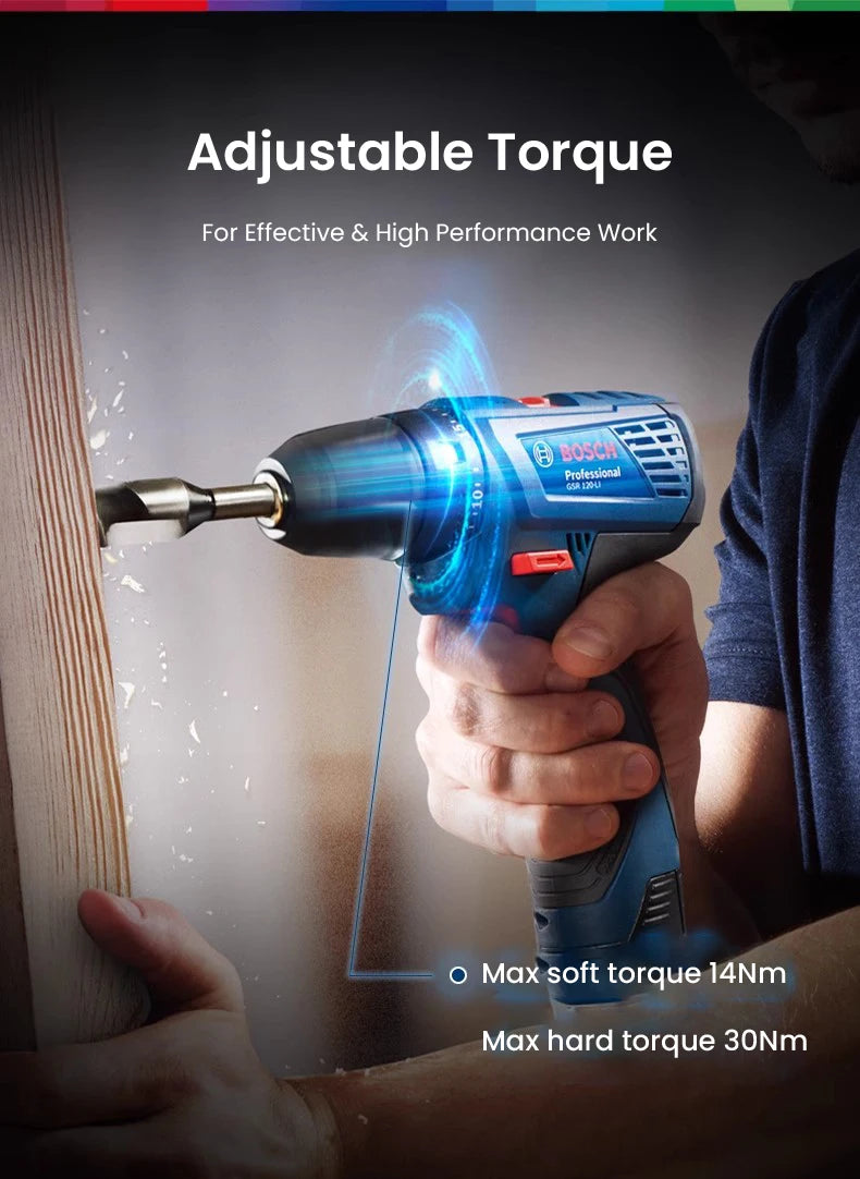 Bosch GSR120 Li 12V Cordless Screwdriver – 30Nm, 20-Level Torque