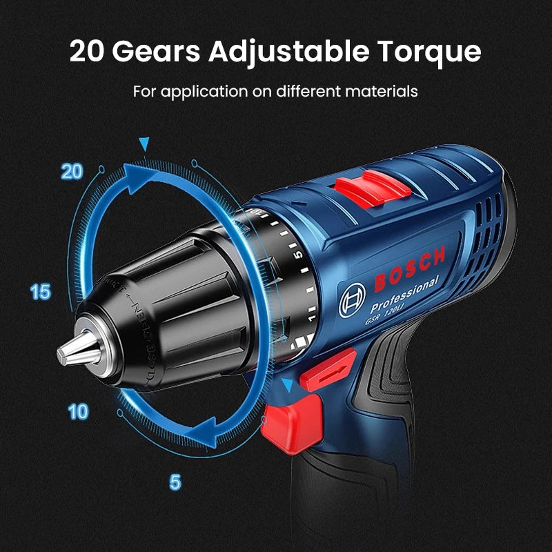 Bosch GSR120 Li 12V Cordless Screwdriver – 30Nm, 20-Level Torque
