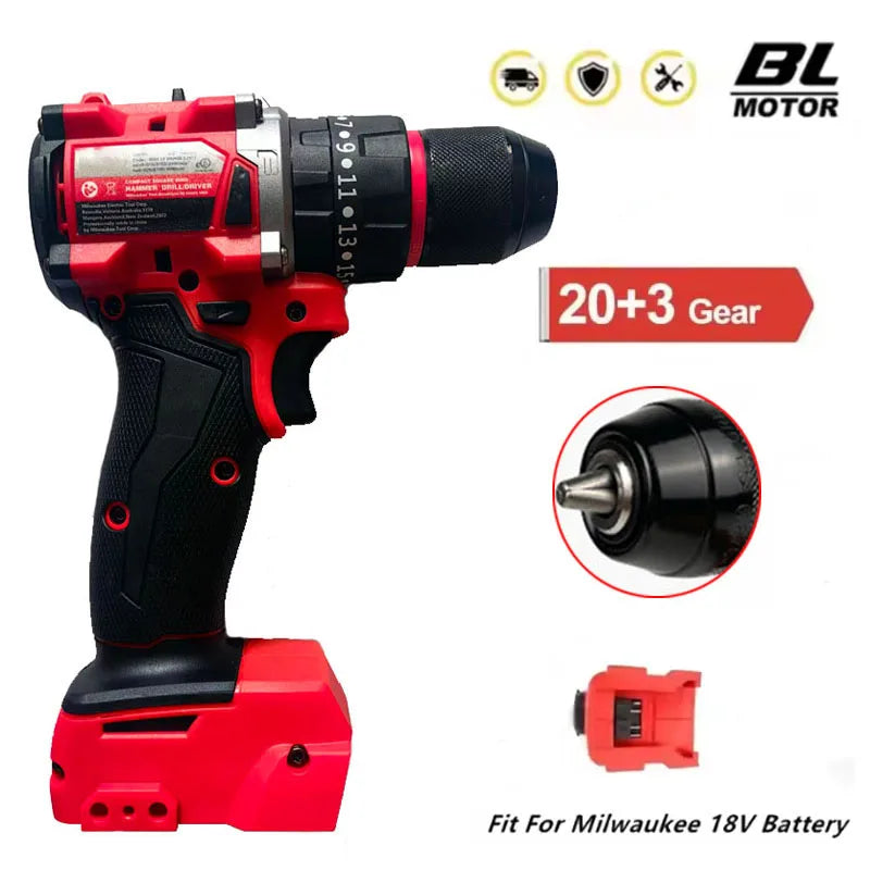 Milwaukee 18V Compatible Brushless Drill – 200Nm, 20+3 Torque