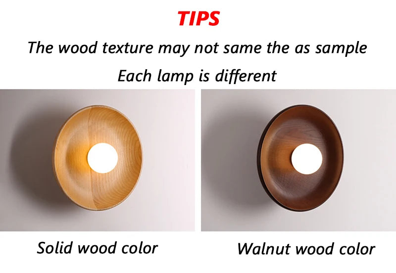 Nordic Modern Home Decor Wall Lamps Nature Solid Wood Body Round Plate Sconce Lights LED Bedroom Corridor Simple Design Lustres