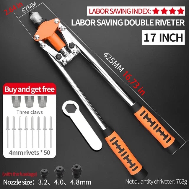 Professional Rivet Nut Gun Set – Hand Riveter with 50 Rivets