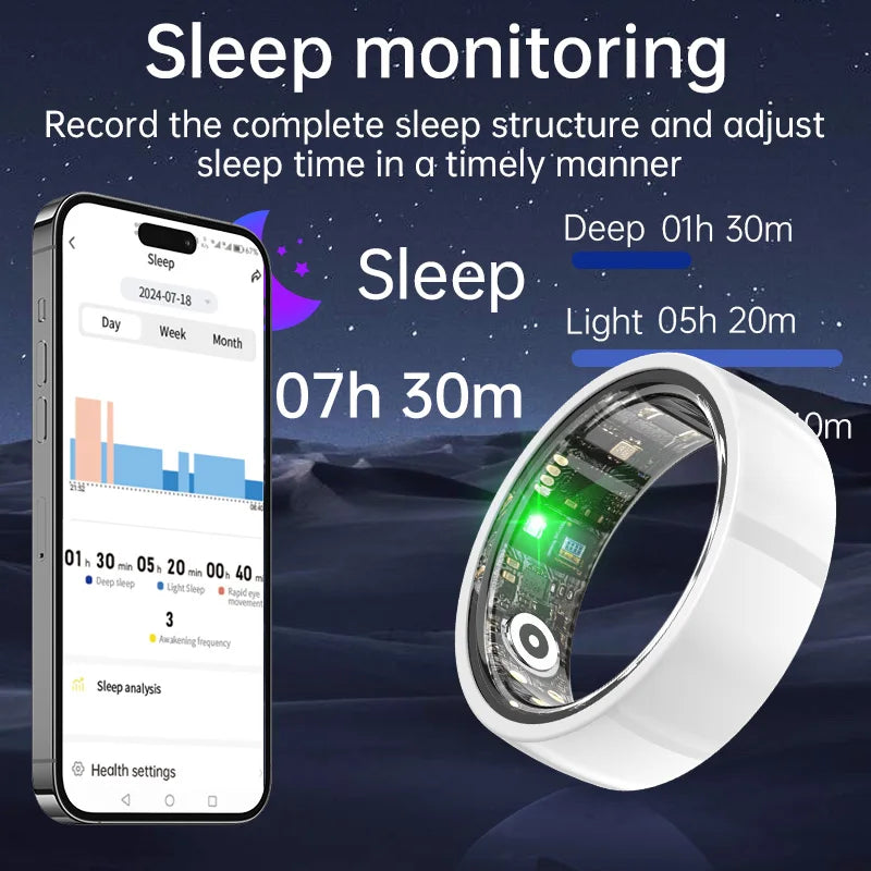 Smart Health R1000 Ceramic Fitness Ring – Sleep & Heart Rate Monitor