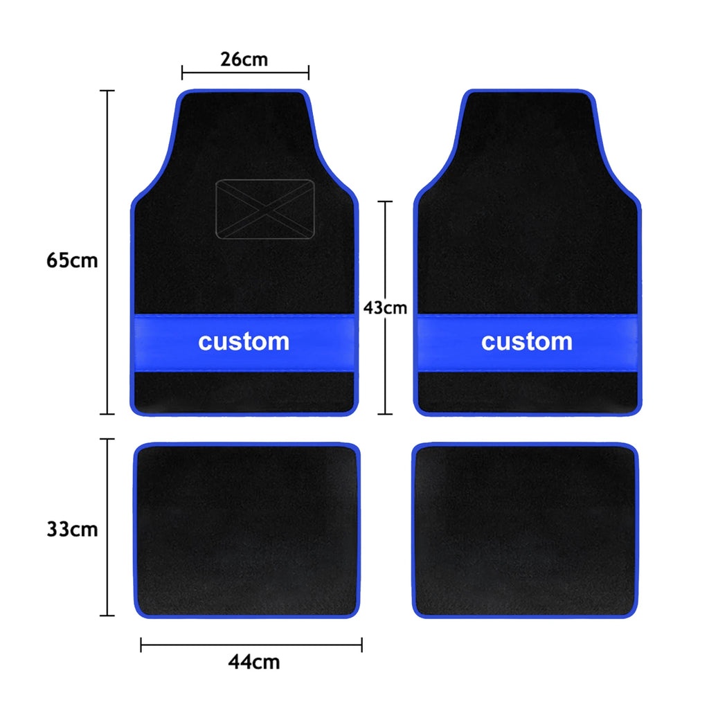 Custom Text Car Floor Mats – Full Set of 4 Front & Rear Universal Carpet