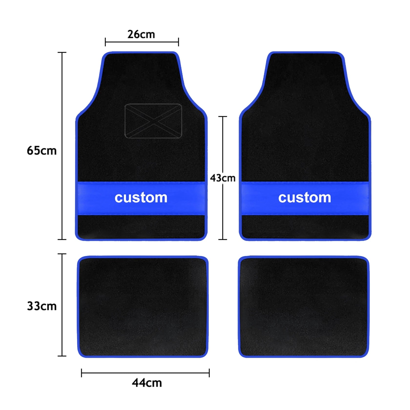 Custom Text Car Floor Mats – Full Set of 4 Front & Rear Universal Carpet