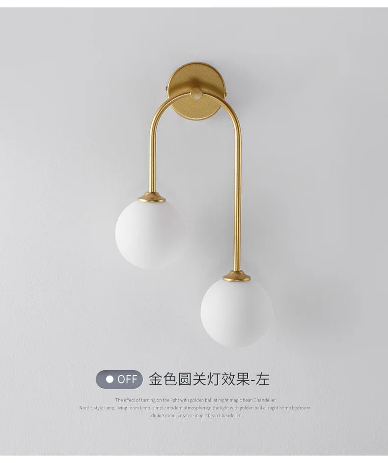 Nordic Wall Lamp – Double Glass Ball Bedroom & Living Room Sconce