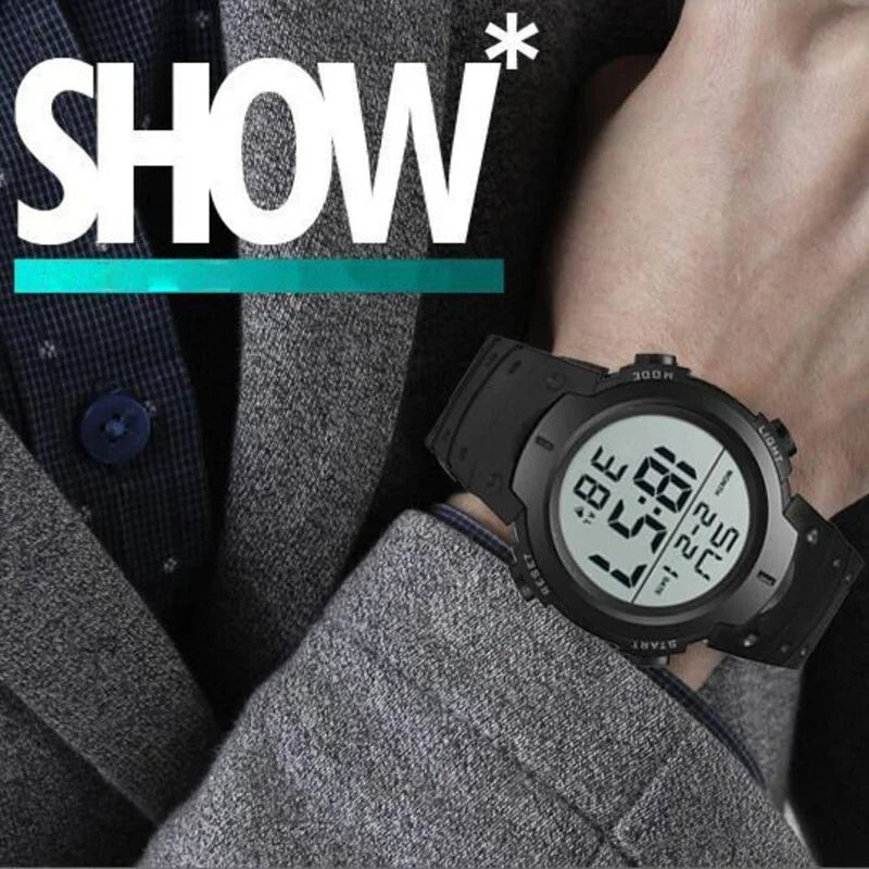Men's Sport LED Digital Watch, Multi-Function Rubber Fitness Athlete Electronic Clock