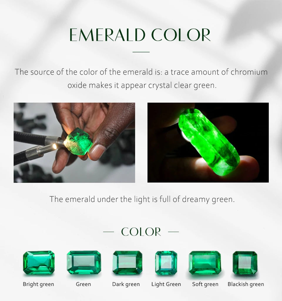 ATTAGEMS 925 Sterling Silver Emerald Stone Pendant Necklace With Chain 45cm Fine Jewelry Gift