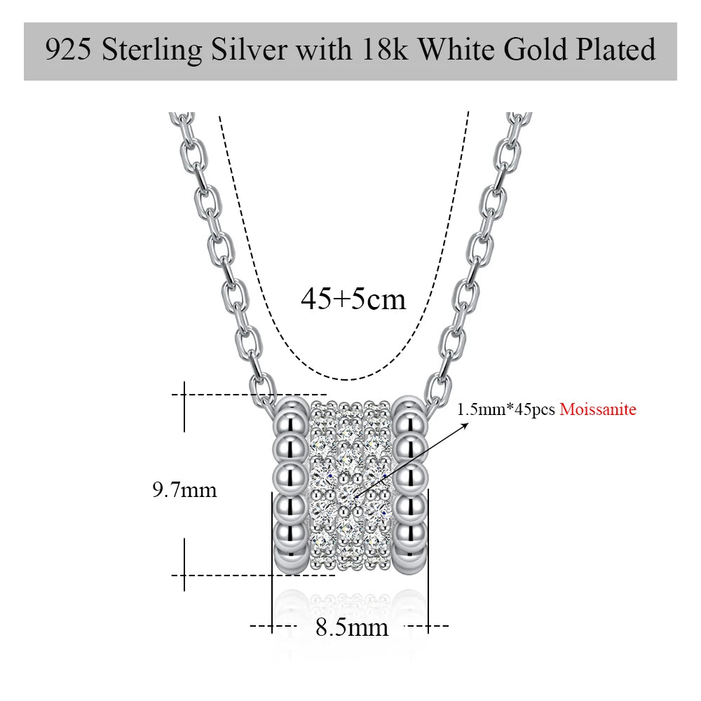 Real Moissanite Necklace for Women 925 Sterling Silver Chain Gemstone D Color VVS1 Lab Diamond Vintage Pendant Jewelry Gifts