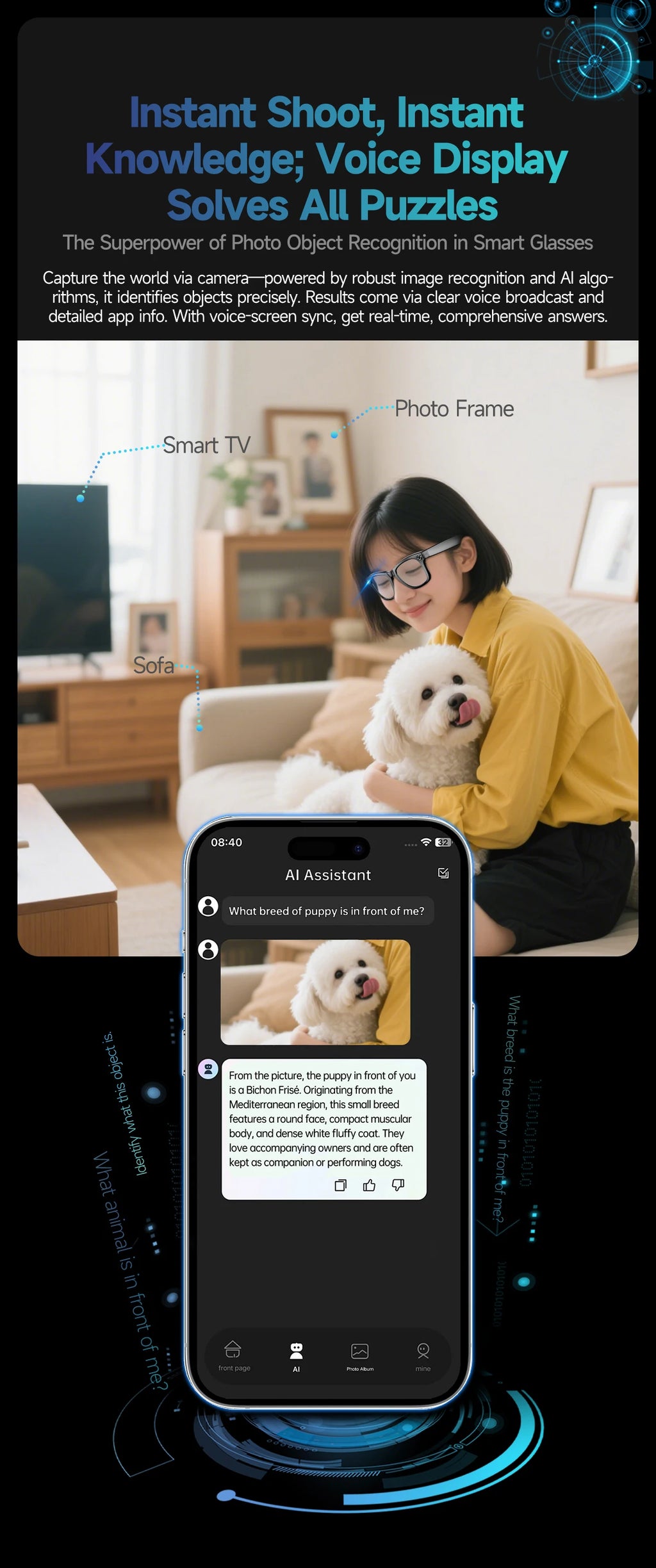AI Smart Glasses with 8MP Camera – WiFi 5G/4G, Bluetooth, Voice Assistant, Music & Video | Men & Women