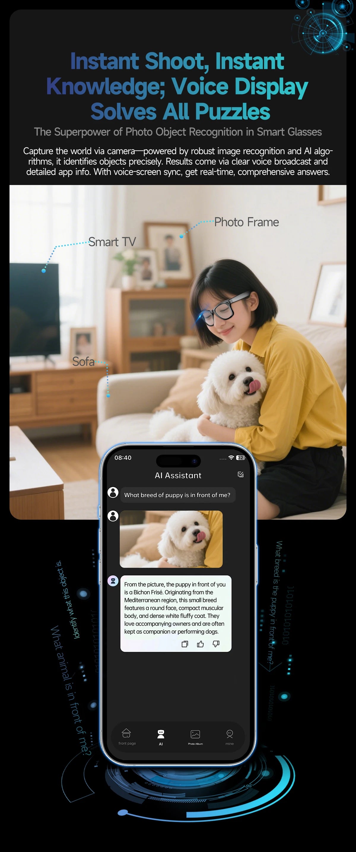 AI Smart Glasses with 8MP Camera – WiFi 5G/4G, Bluetooth, Voice Assistant, Music & Video | Men & Women
