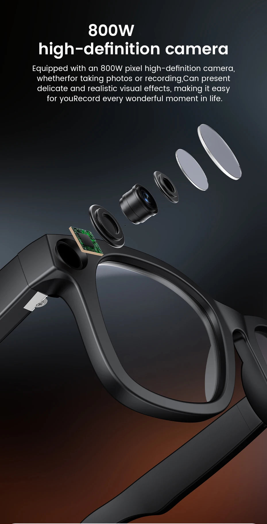 2026 Smart Glasses HD – 800W Camera, 1080p Video, OpenAI, AI Translator, Bluetooth, Photochromic Lenses