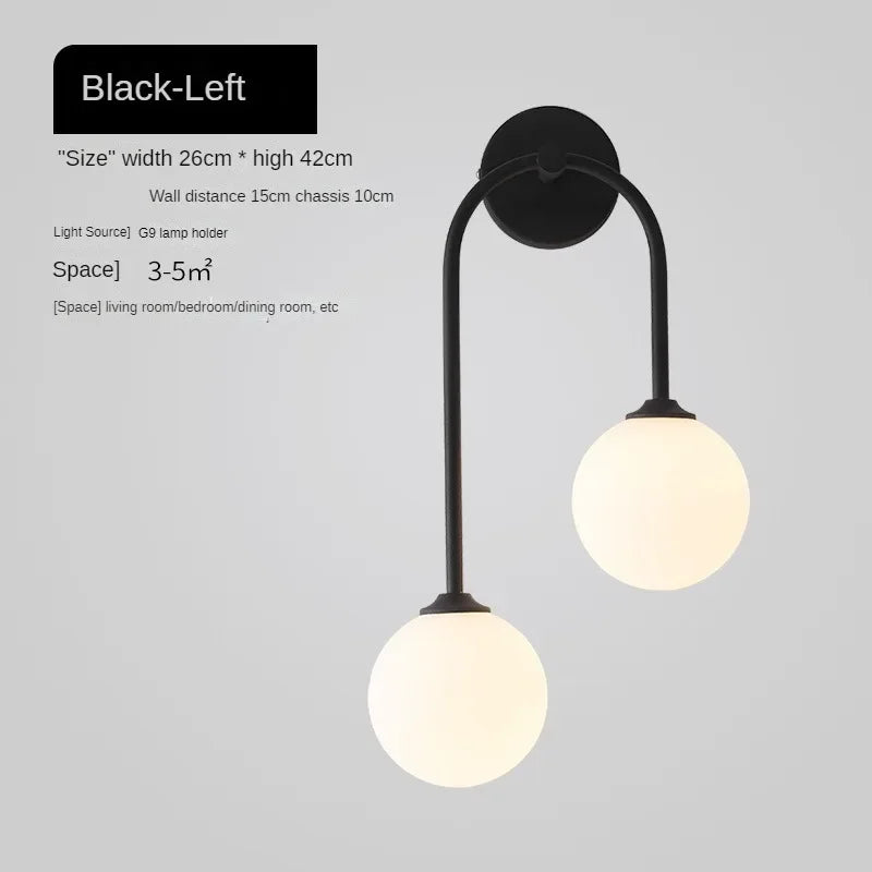 Nordic Wall Lamp – Double Glass Ball Bedroom & Living Room Sconce