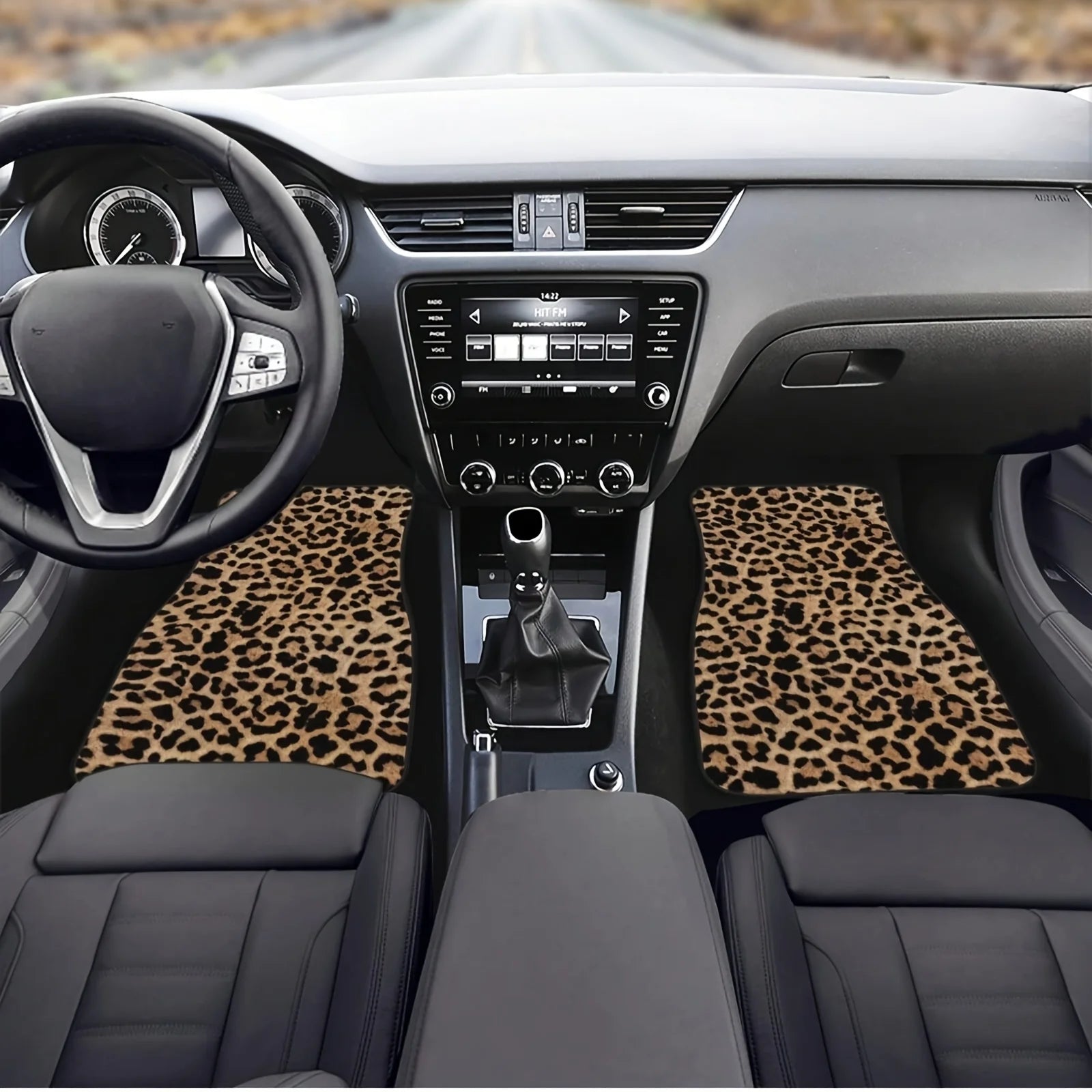 Leopard Print Car Floor Mats – 4-Piece All-Weather Universal Fit for SUVs, Limos & Trucks