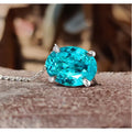 100% 925 Silver Vintage Elegant Oval Shape Pendant Necklace Paraiba YAG Inlaid Luxury Fashion Jewellery
