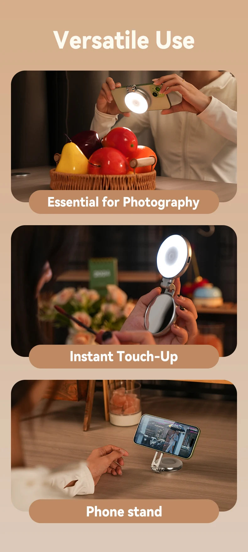 TELESIN Magnetic Phone Grip with Bluetooth Remote – iPhone & Android Compatible