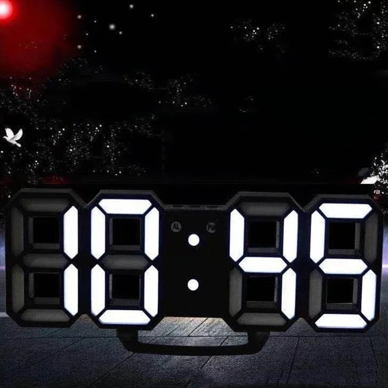 LED Digital Wall Clock with Alarm, Modern Home Decor for Bedroom and Living Room