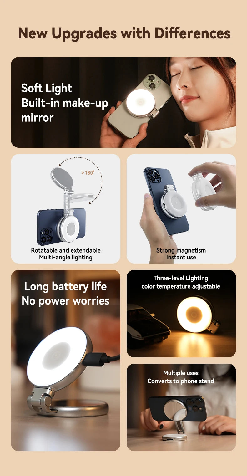 TELESIN Magnetic Phone Grip with Bluetooth Remote – iPhone & Android Compatible