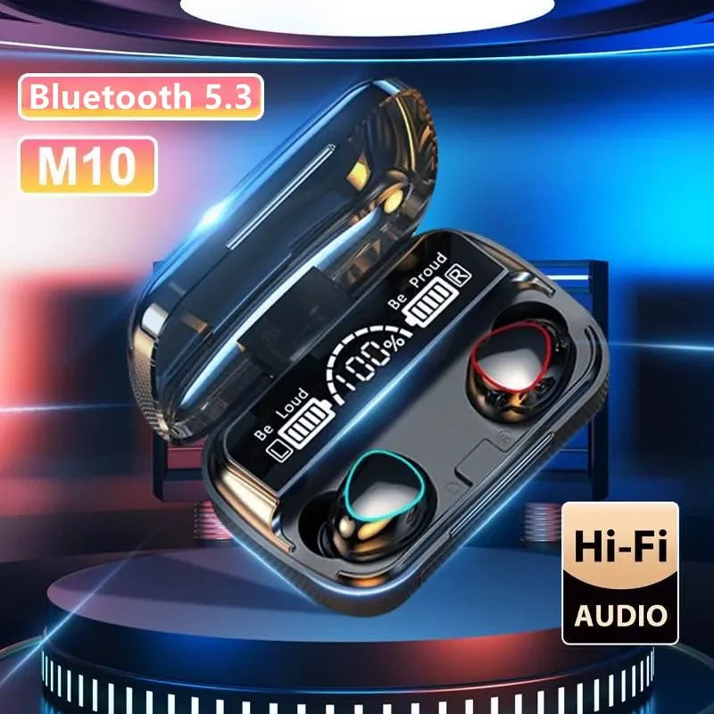 M10 Bluetooth Earphones – LED Display, HiFi Stereo, Waterproof Gaming Headset