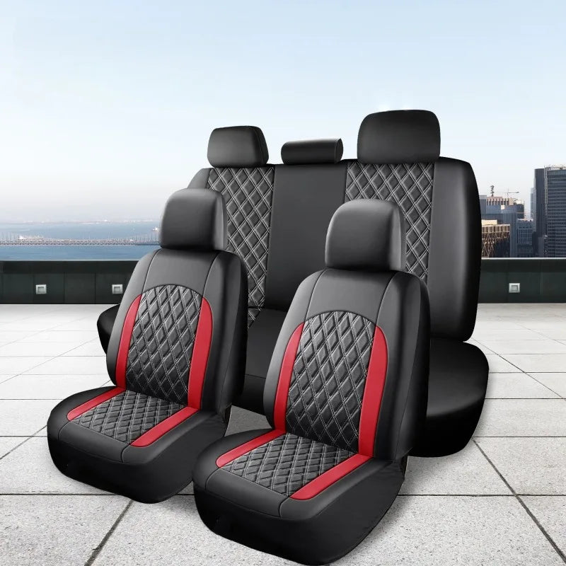 5-Seater Luxury Car PU Leather Quilted Car Seat Cover, Suitable for Car SUV Pickup, Full Surround Protectionseat Covers