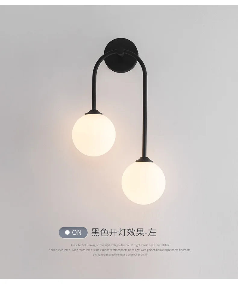 Nordic Wall Lamp – Double Glass Ball Bedroom & Living Room Sconce