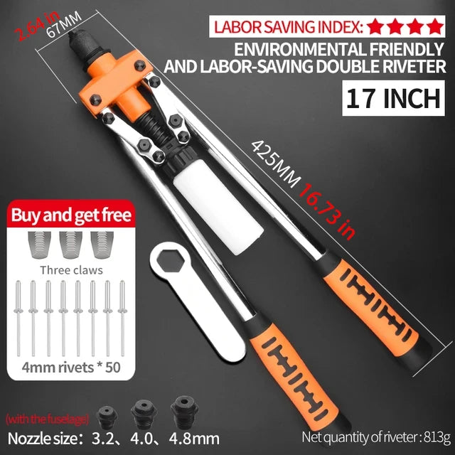 Professional Rivet Nut Gun Set – Hand Riveter with 50 Rivets