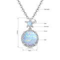 Shiny 925 Silver Necklace 9mm Round Opal Stone Pendant Beach Lover Gift Ocean Inspired Everyday Jewelry for Women Sensitive Skin