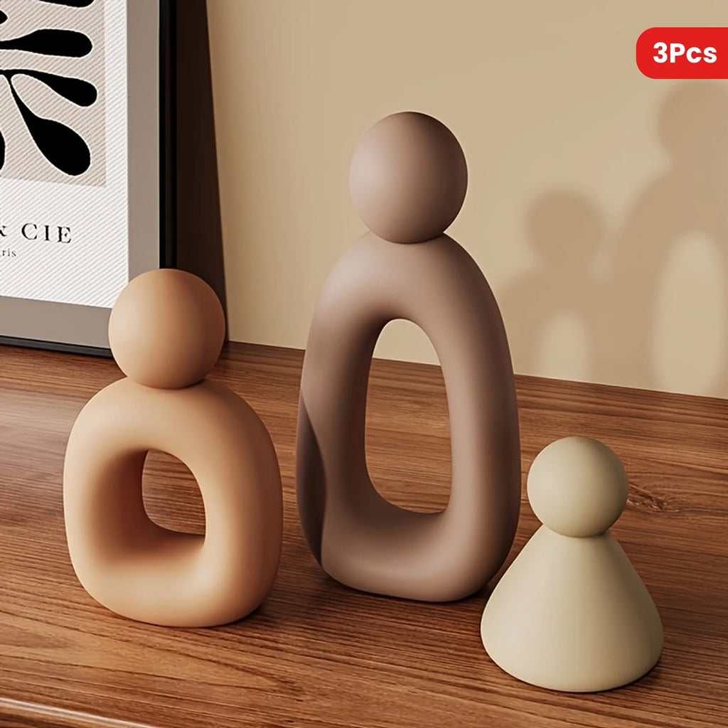 Modern Minimalist Family of Three Resin Sculpture – Abstract Home Decor Figurine