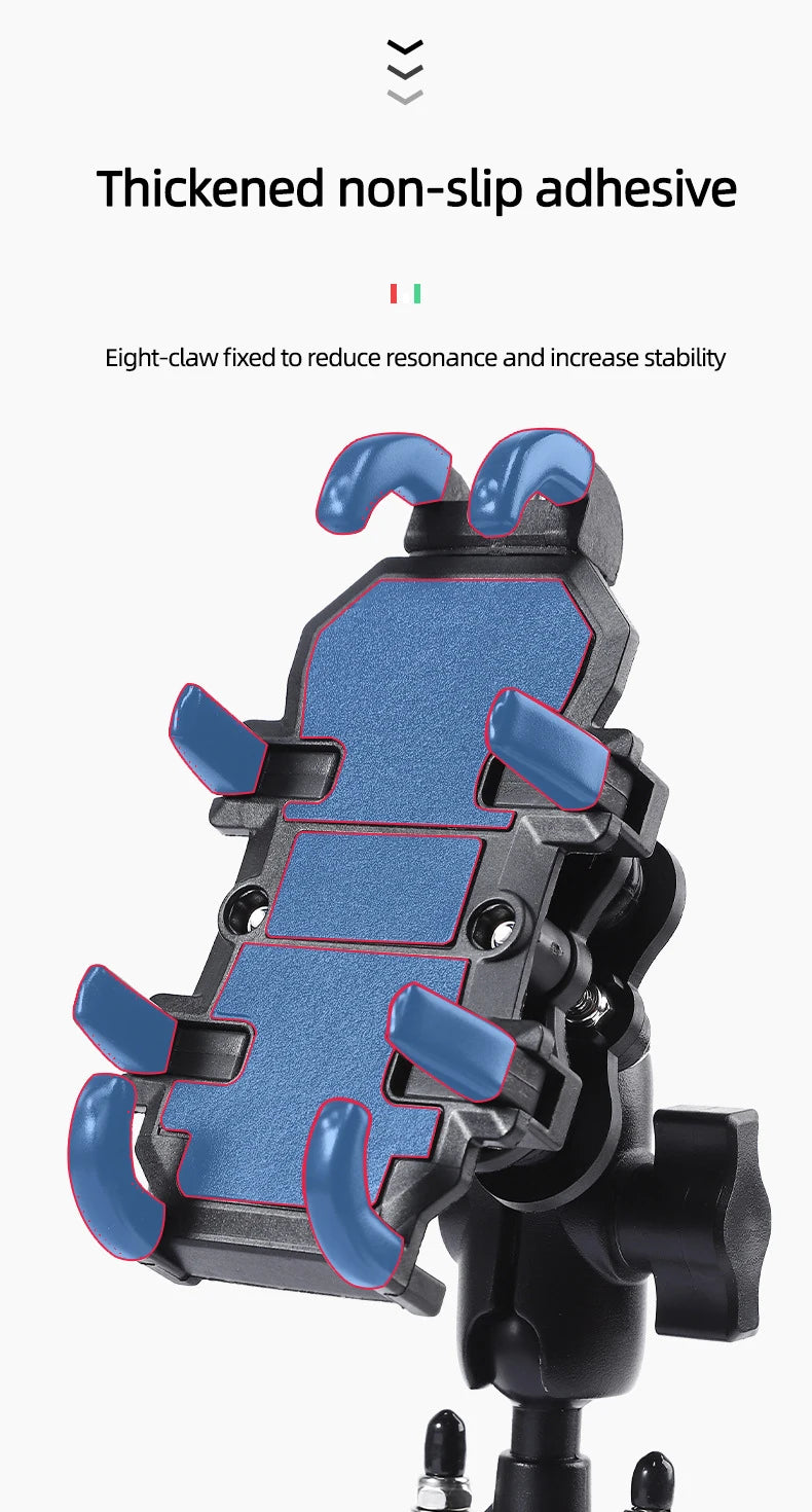 Motorcycle Electric Bike Mobile Phone Holder Aluminum Handlebar Bicycle Riding Bracket GPS Mount Phone Holder W/ Shock Absorber