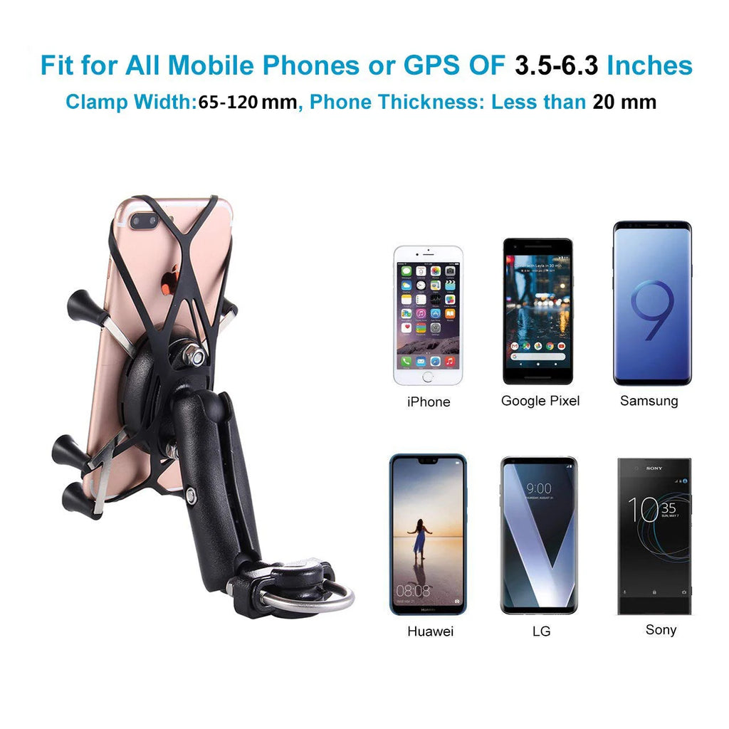 Bike Motorcycle Phone Holder Mount 360° Rotatable Motorbike Handlebar Phone Mount Stand Adjustable Mobile Cell Phone Holder