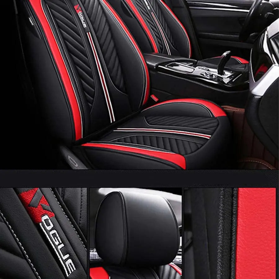 Universal Full Surrounded PU Leather Auto Seat Covers Cushion Set 5-Sits Car SUV