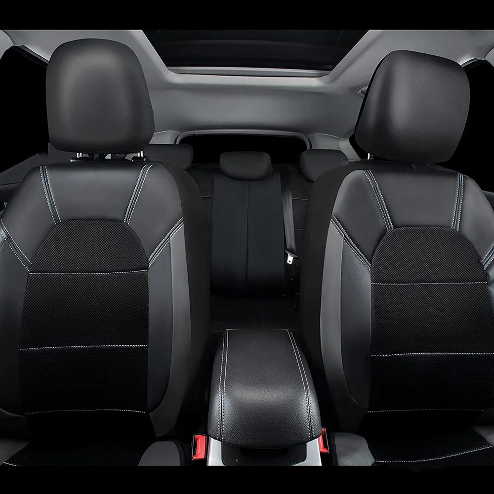 9 Pieces/set Car Seat Cover Car Leather Breathable Fabric Universal Pu Leather Car Seat Cushion Front And Rear Seat Full Protect