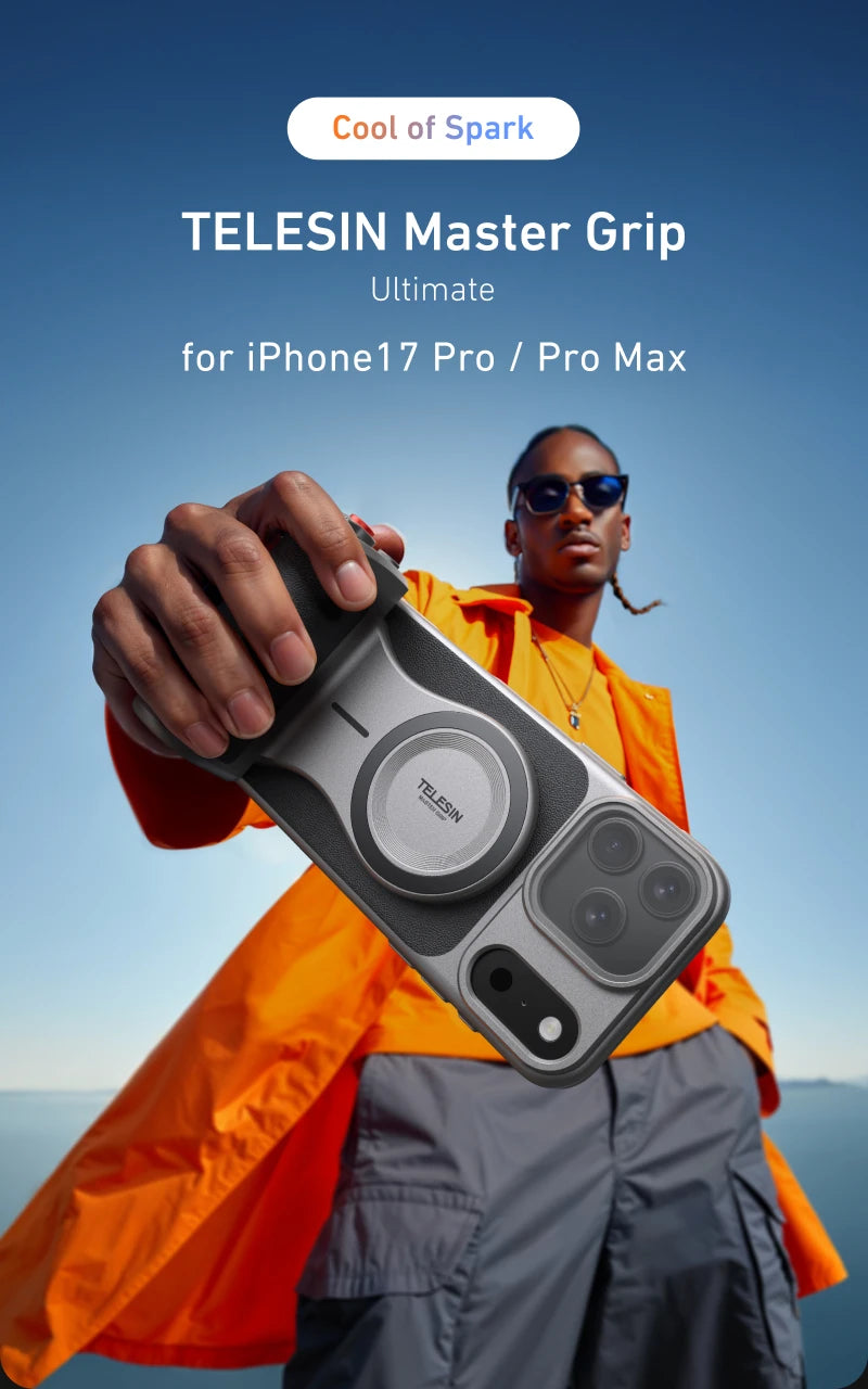 TELESIN Phone Camera Grip for IPhone17 Pro / Pro Max  with Phone Case Remote Shutter Handheld Handheld Photography Accessories