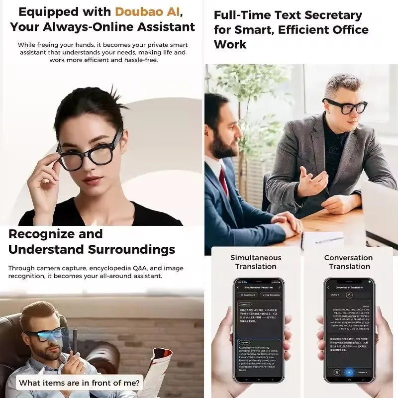 2026 Smart Glasses – 800MP Dual Camera, 3600mAh Power Bank, 120+ Languages AI Translation