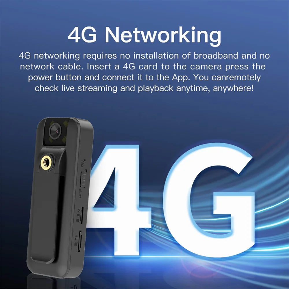 2025 4G Wireless Mini Camera 4K High Definition Phone Remote Video Recorder Worn Police Small Body Cam Night Vision DV Camcorder