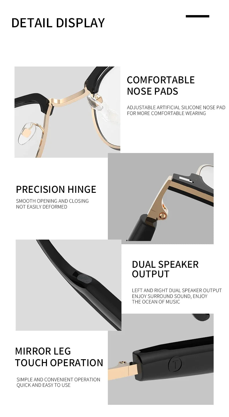 GS13 AI Smart Glasses Color-Changing Lenses Bluetooth Calling Outdoor Sports Photography Music Blue-Light Smart Sunglasses