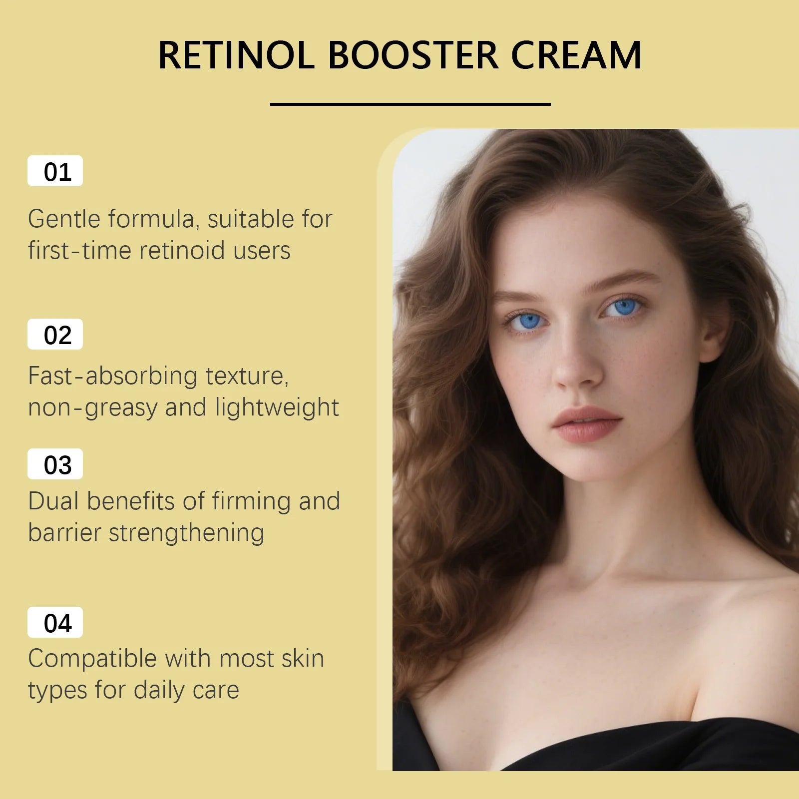 Retinol Firming Cream with Caffeine Tighten Skin Elasticity Strengthened Barrier Protection Rejuvenate Shrinks Pores Brighten